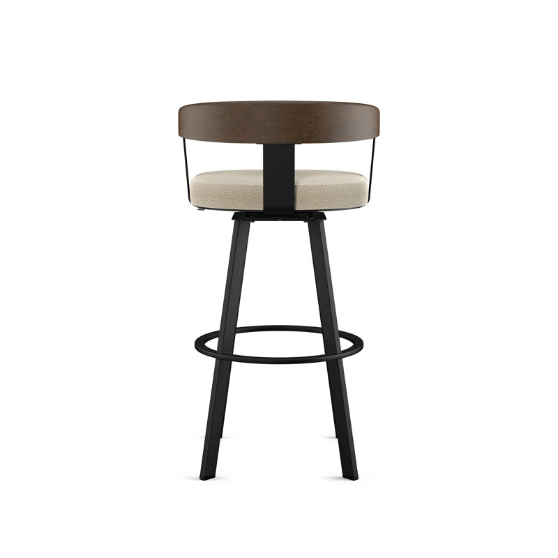 Drees Swivel Upholstered Counter & Bar Stool with Wood Backrest - Upholstery: Cream Bouclé Polyester ( broken the wood see the pictures)